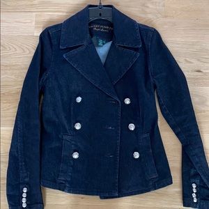 Blazer style black denim jean jacket Ralph Lauren